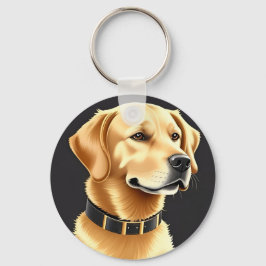 Chaveiro Cachorro Retriever Dourado Usando uma Coleira de C