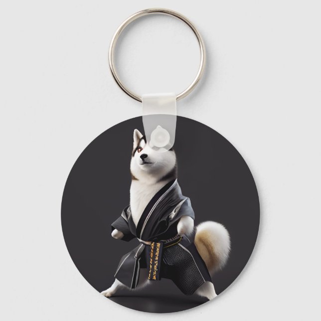 Chaveiro Cachorro rouco Conhece Karate, Jogador De Karate D (Frente)