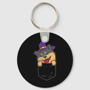Chaveiro Cachorro Shiba Inu Preto Poc Bruxa Halloween Akita