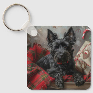 Chaveiro Cachorro Terrier Escocês Natal Festivo