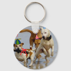 Chaveiro cachorros de aniversário felizes