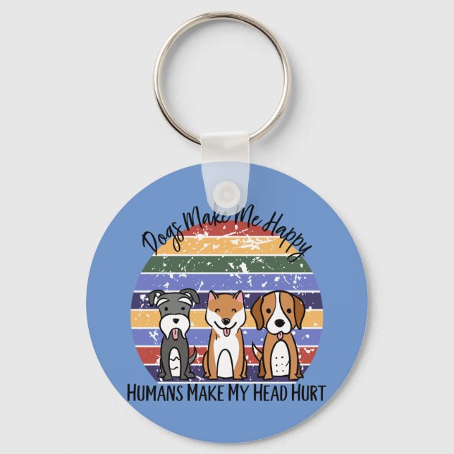 Chaveiro Cachorros Engraçados Me Fazem Feliz (Frente)