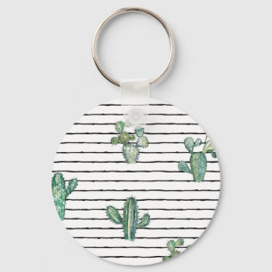 Chaveiro Cactus Watercolor: Desenho da Caneta da Vintage.