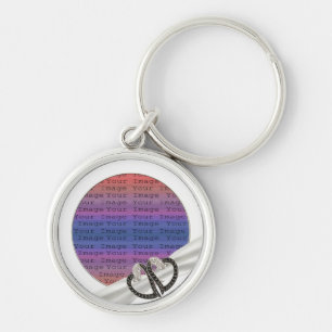 Chaveiro Cadeia-Chave Corações de Diamante Preto e Branco