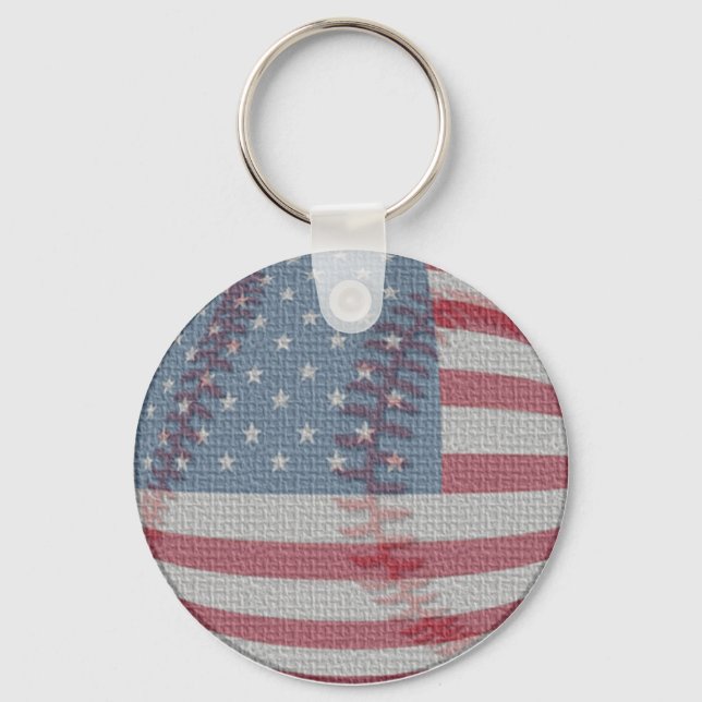 Chaveiro Cadeia-chave de baseball de bandeira americana (Frente)