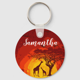 Chaveiro Cadeia-Chave Personalizada África Safari Giraffe 