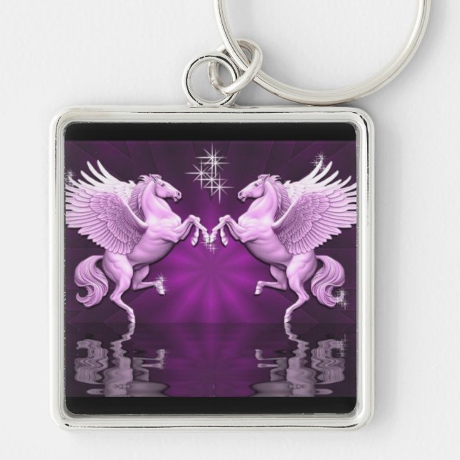 Chaveiro Cadeia-Chave Reflexões de Pegasus Rosa (Frente)
