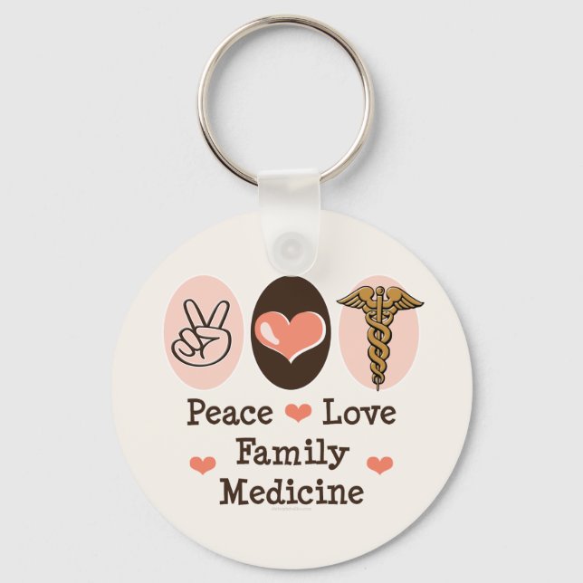 Chaveiro Cadeia de Chave da Medicina Familiar Peace Love (Frente)