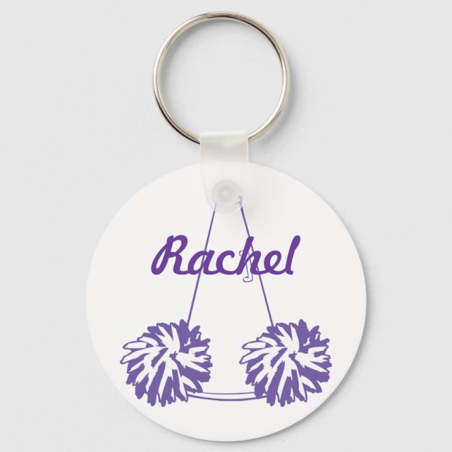 Chaveiro Cadeia de Chave de Cheerhead Púrpura Personalizada (Frente)