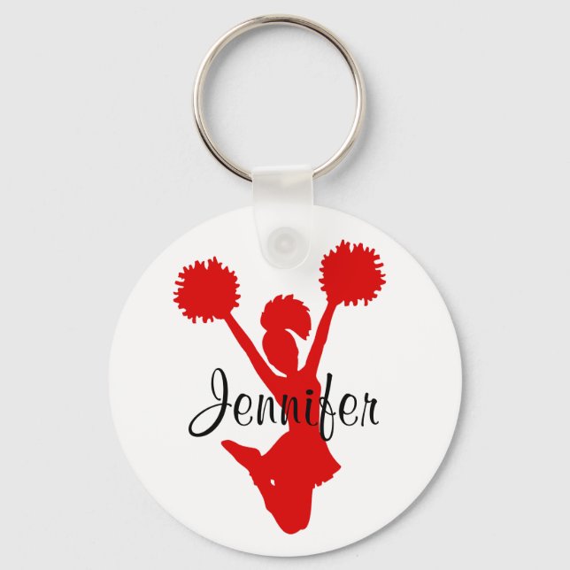 Chaveiro Cadeia de Chave de Cheerleader Vermelho Personaliz (Frente)