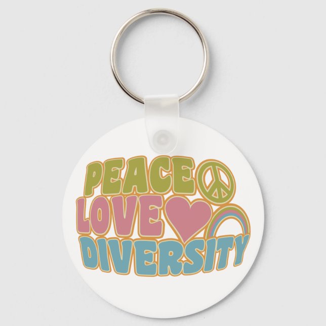 Chaveiro Cadeia de chave de DIVERSIDADE de AMOR DE PAZ (Frente)