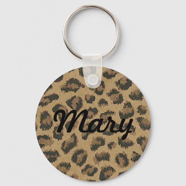 Chaveiro Cadeia de Chave de Pele-Leopardo Personalizada (Frente)