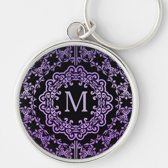 Chaveiro Cadeia de Chave do Motif de Filigrana Roxo Monogra (Frente)