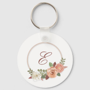 Chaveiro Cadeia de Chave Personalizada Inicial Floral com F