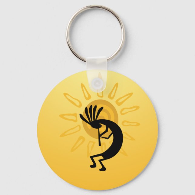Chaveiro Cadeia de Chave Personalizada Sun Dourada Kokopell (Frente)