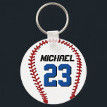 Chaveiro Cadeia de teclas de baseball branca para adeptos o<br><div class="desc">Um chaveiro de tema desportivo legal e colorido como presente para famílias e amigos. Corrente de baseball com nome personalizado e número do jogador. Um souvenir de excelente para treinador de beisebol,  capitão e jogadores. Você pode personalizar a cor da bola para a cor desejada.</div>