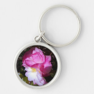 Chaveiro Cadeia de teclas Floral de Camela Rosa Dupla Brilh