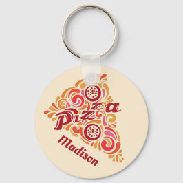 Chaveiro Cadeias-chave de nome personalizado de pizza estil