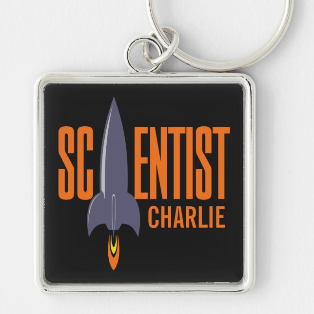 Chaveiro Cadeias-chave do monograma personalizado Rocket Sc (Frente)