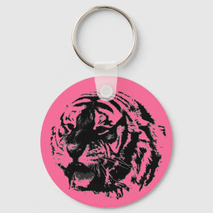 Chaveiro Cadeias-chave Tigre Rosa, Preto e Branco