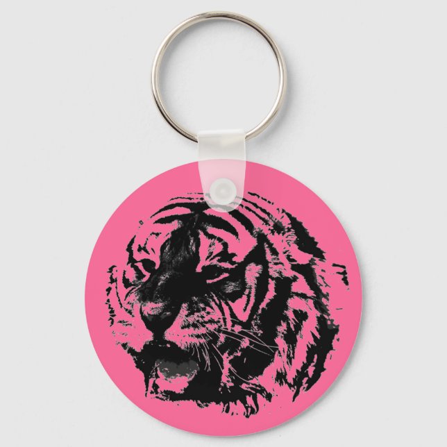 Chaveiro Cadeias-chave Tigre Rosa, Preto e Branco (Frente)