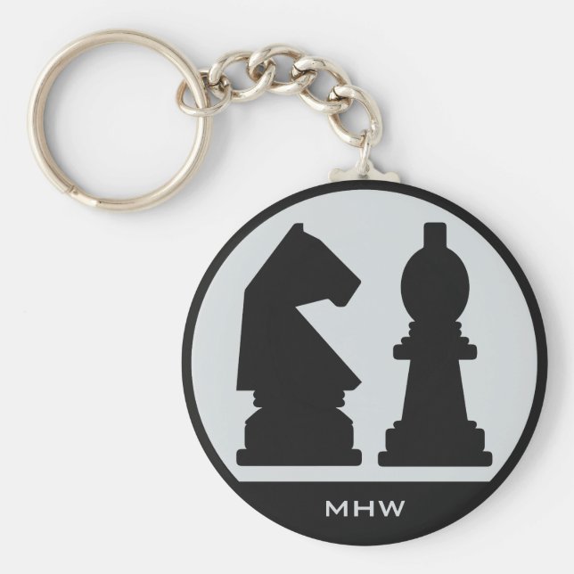 Chaveiro Cadeias de macogramas personalizadas do CHESS (Frente)