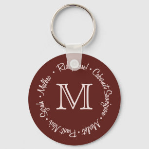 Chaveiro Cadeias de monograma personalizadas de vinhos verm