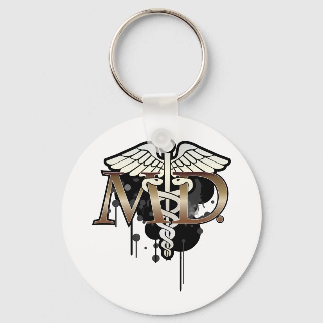Chaveiro Caduceus grunge com M.D. (Frente)