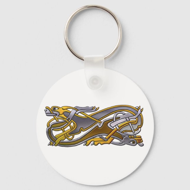 Chaveiro Cães com Nó Celta 2 - ouro e prata (Frente)