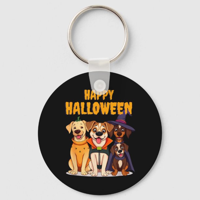 Chaveiro Cães engraçados de Halloween - Design Único (Frente)