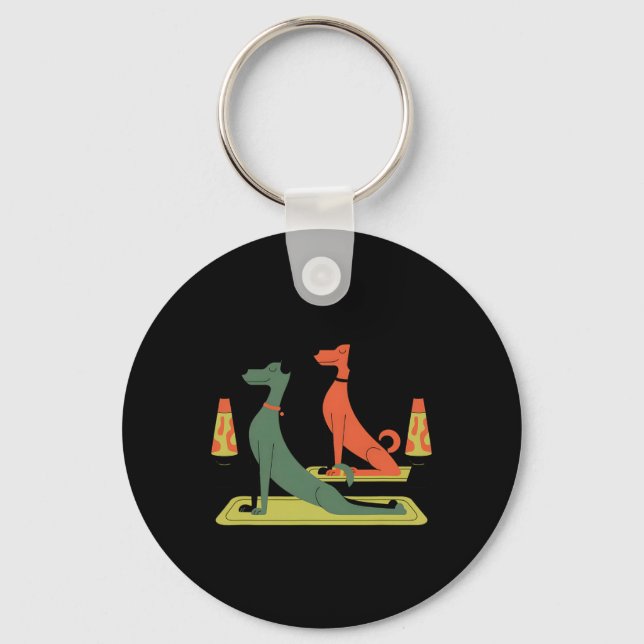 Chaveiro Cães Modernos Retro de Meados do Século Estilo 50  (Frente)
