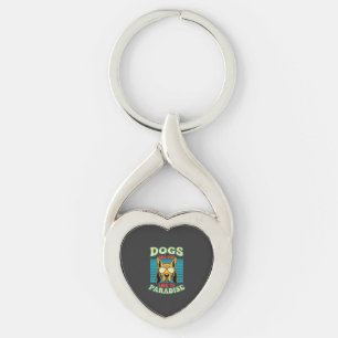 Chaveiro Cães São Nossa Ligação com o Paraíso Vetor Retro