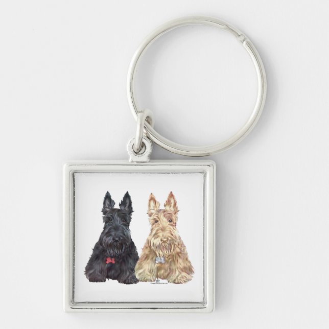 Chaveiro Cães Scottie Trigo e Preto (Frente)