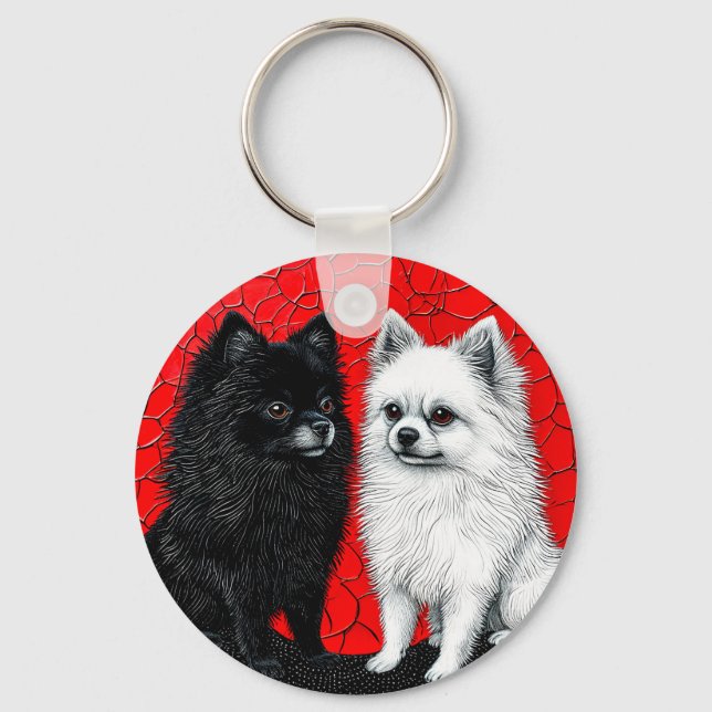 Chaveiro cães spitz japoneses (Frente)