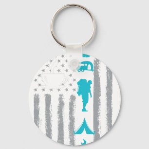 Chaveiro café camping- Bandeira Americana EUA Vintage para