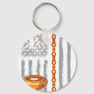 Chaveiro café ciclismo- Vintage bandeira dos EUA para ciclo