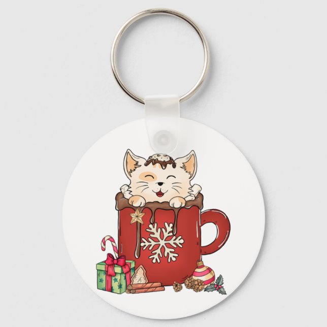 Chaveiro Café de chocolate de chocolate de gato (Frente)