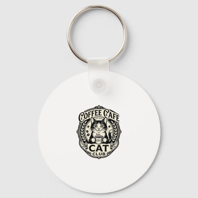 Chaveiro Café de Gato Engraçado Gráfico - Clube de Gato de  (Frente)