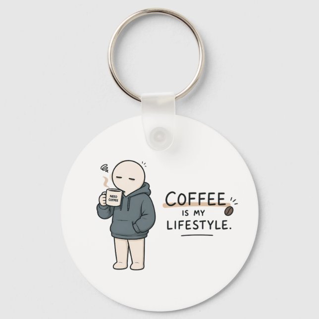 Chaveiro Café É Meu Estilo de Vida Piada de Café Meme (Frente)
