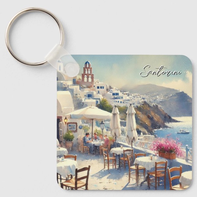 Chaveiro Café em Santorini (Frente)