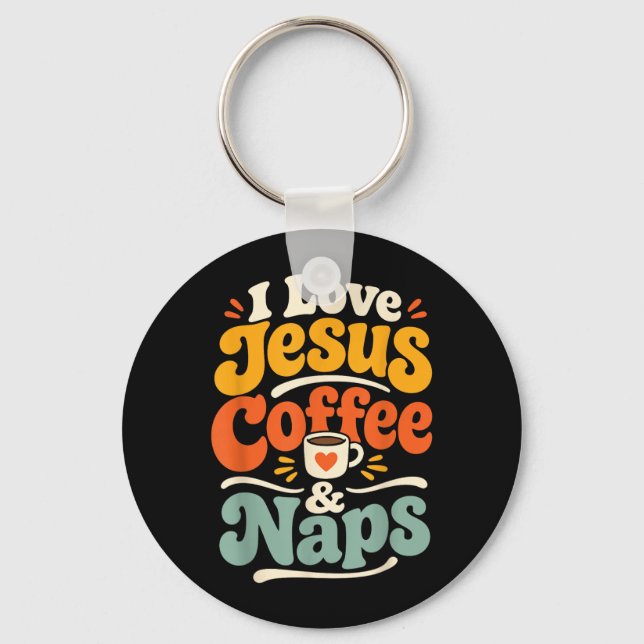 Chaveiro Café Engraçado Jesus Fé Cristã Oração da Manhã (Frente)