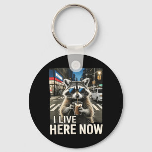 Chaveiro Café Gelado com Guaxinim Divertido Mora Aqui Cidad