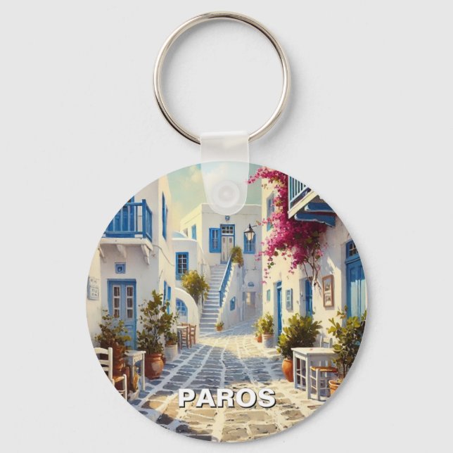Chaveiro Café Paros Grécia Ilhas Viagem (Frente)