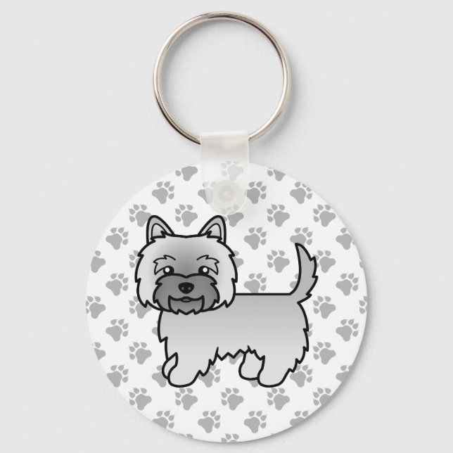 Chaveiro Cairn Terrier Cinza Cachorro de Desenho Animado Fo (Frente)