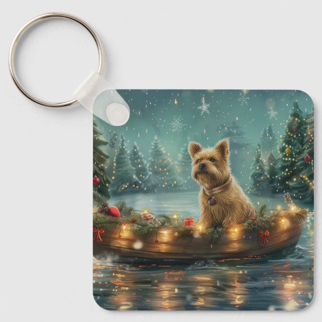 Chaveiro Cairn Terrier Viagem Festiva de Natal (Frente)
