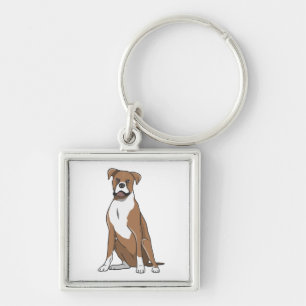 Chaveiro Caixa de Cachorro Cartoon Adorável Boxer