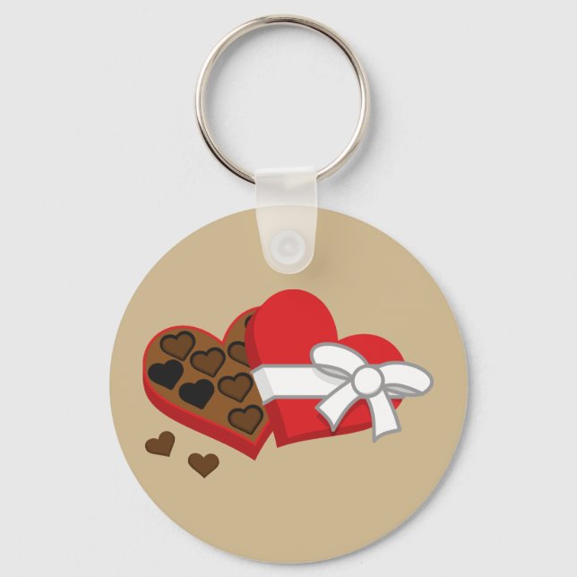 Chaveiro Caixa de Presente de Chocolate Cardíaco - Dia de o (Frente)