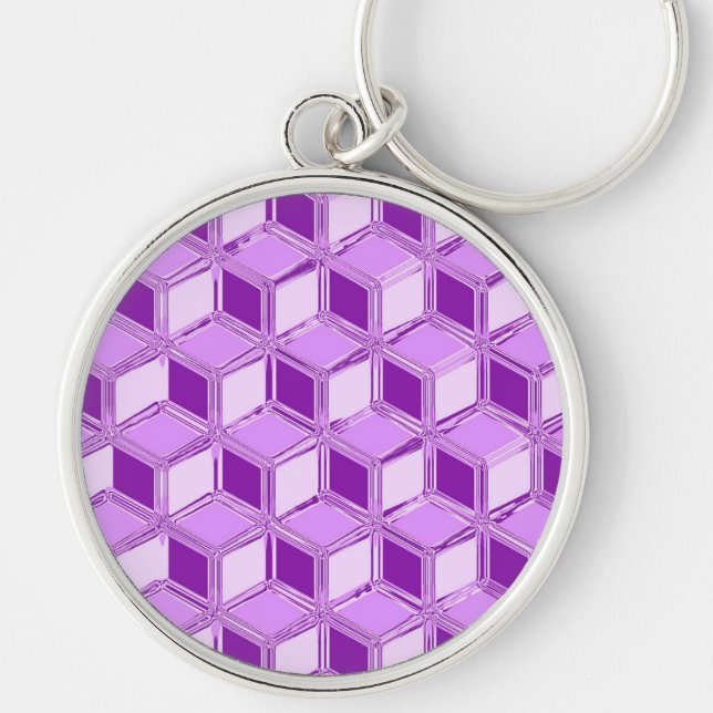 Chaveiro Caixas 3D cromadas - roxo violeta (Frente)