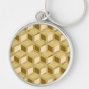 Chaveiro Caixas 3D de cromo - dourado