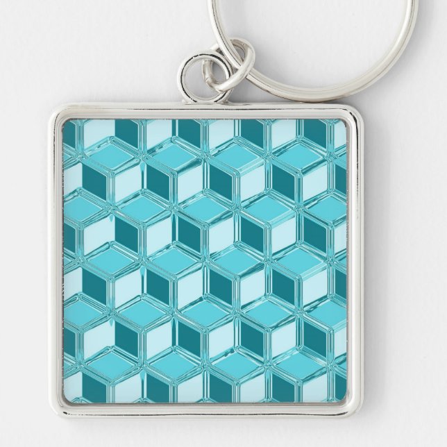 Chaveiro Caixas 3D de cromo - turquesa / aqua (Frente)